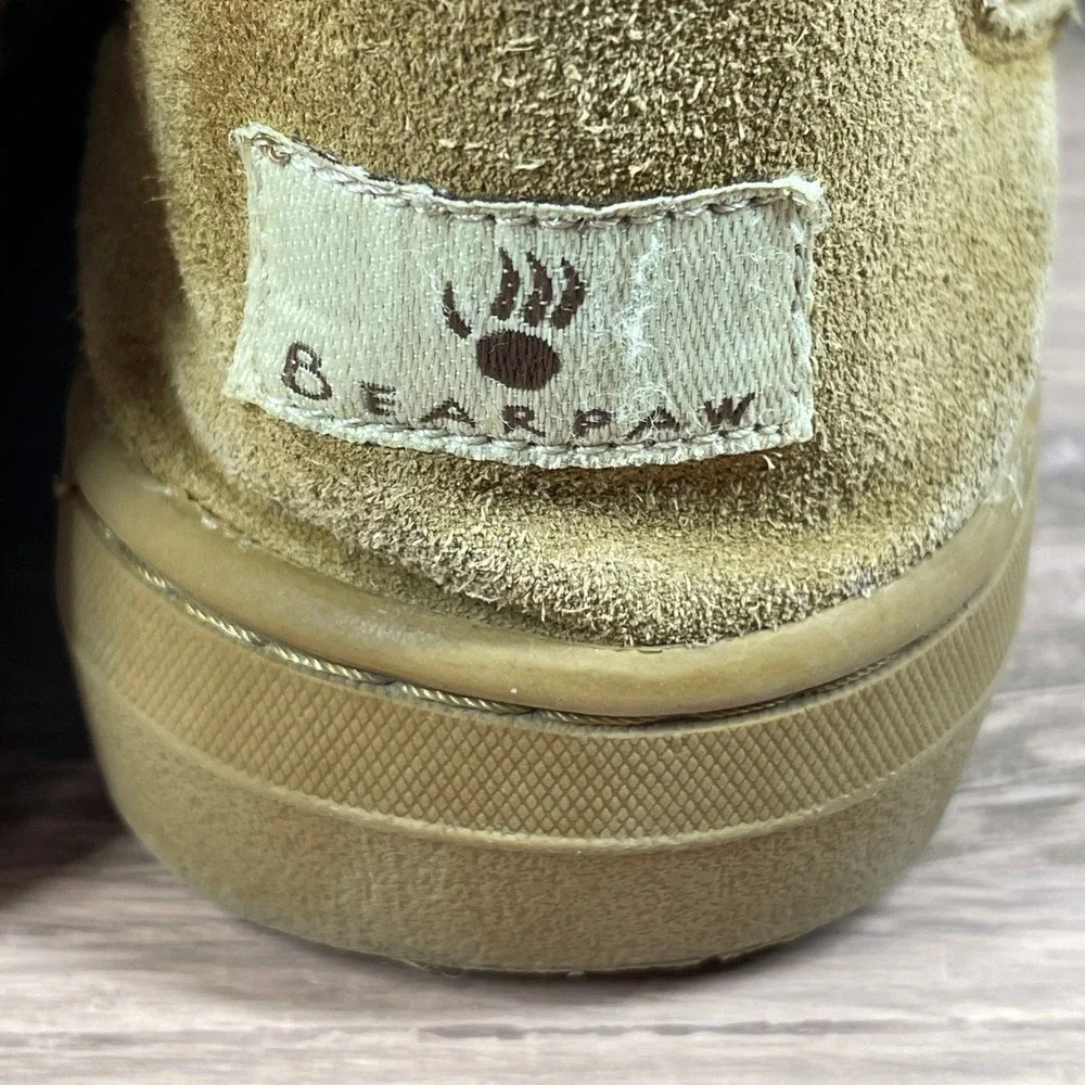 Bearpaw Elle Tall Suede Boots Womens Tan Hickory Faux Fur Lined Winter Pull On 9